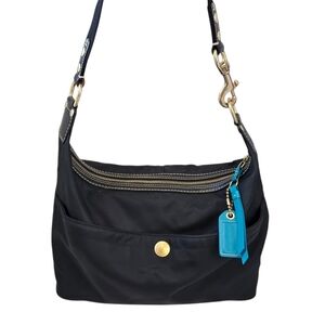 Coach Black Shoulder Bag with Gold Accents
